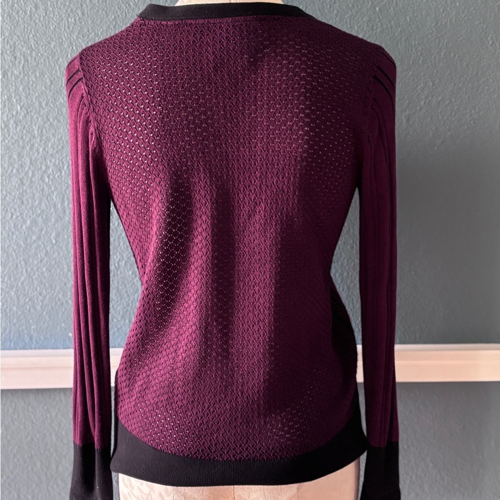 Burgundy and Black Simply Vera Embellished Cardigan by Vera Wang - Picture 4 of 7